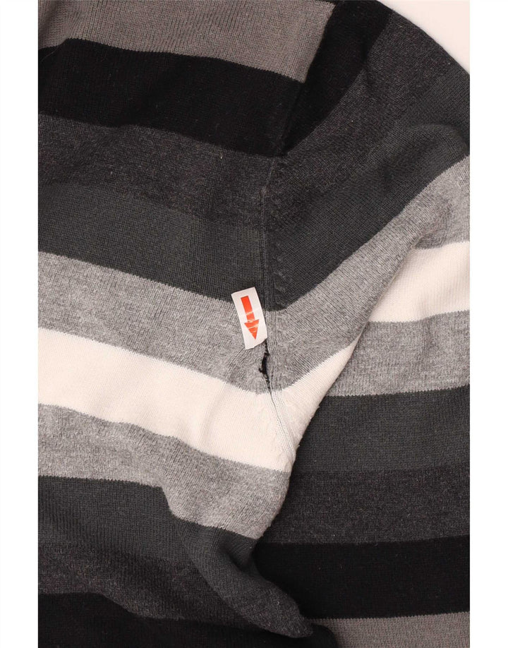 Jack & Jones Maglione da uomo con scollo a V a righe grandi grigie