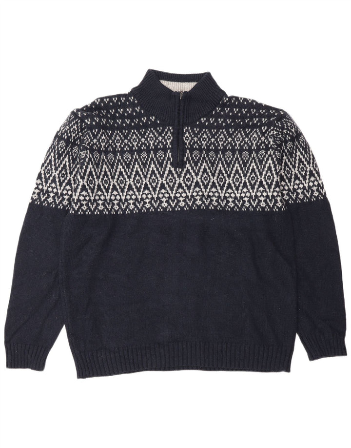 Marks & Spencer maglione da uomo con collo con zip blu Harbour grande blu navy