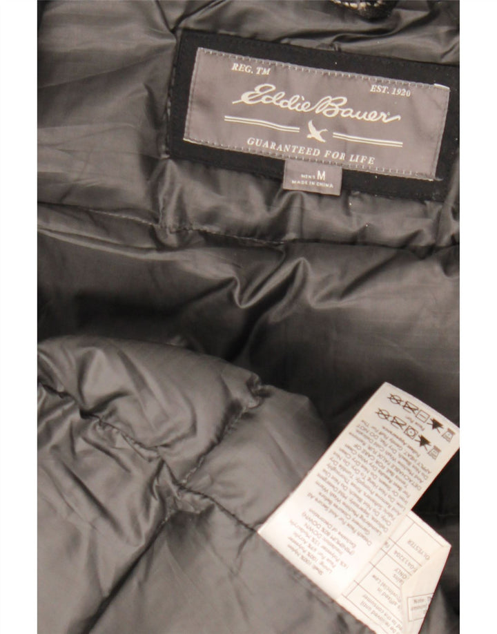 EDDIE BAUER Giacca a vento con cappuccio da uomo UK 38 Nylon nero medio