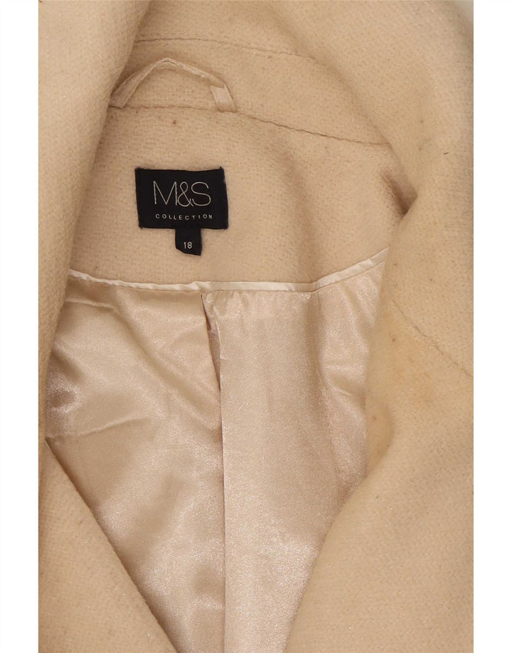 Cappotto doppiopetto da donna Marks & Spencer UK 18 XL Poliestere beige