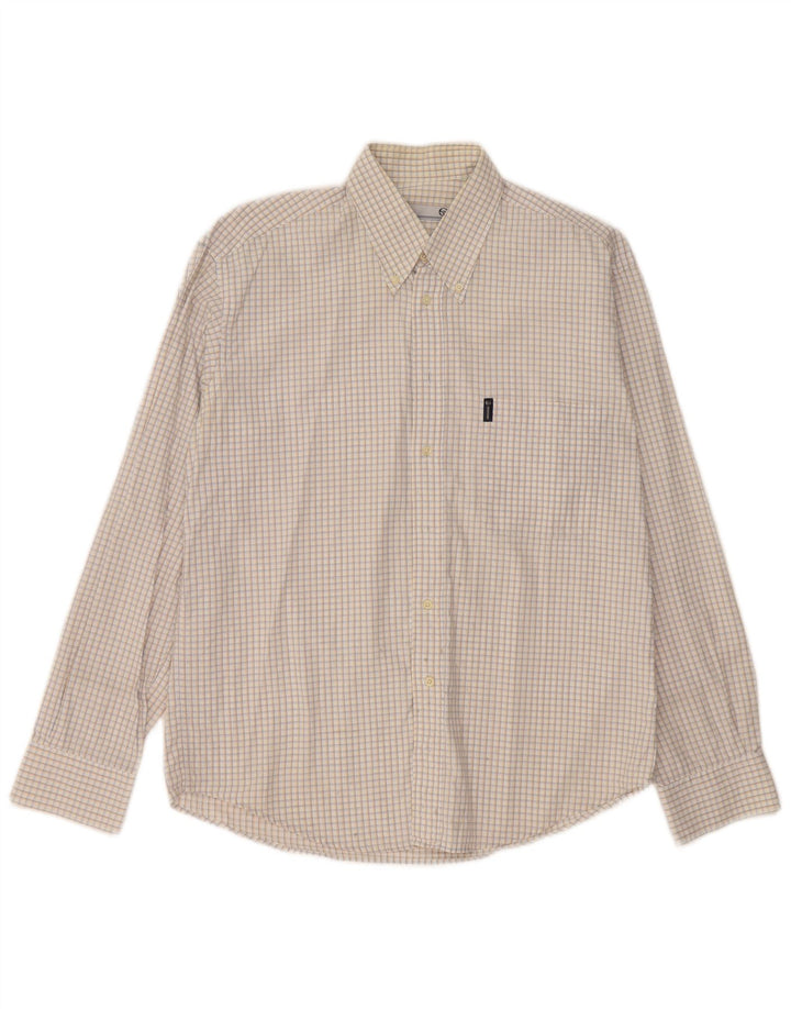 Camicia da uomo Sergio Tacchini grande in cotone a quadretti beige