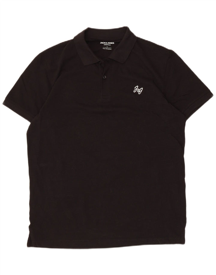 Polo da uomo Jack & Jones grande in cotone nero