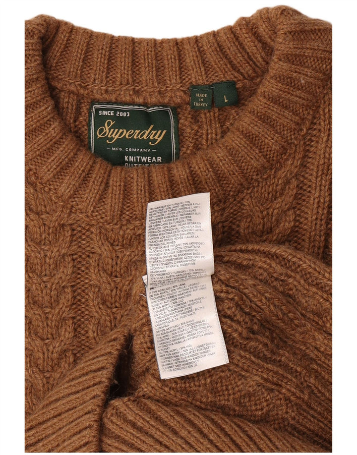Maglione maglione girocollo da uomo Superdry grande acrilico marrone