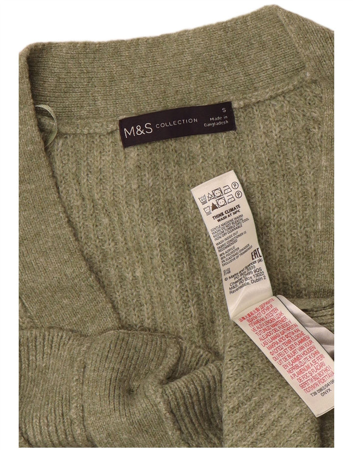 MARKS & SPENCER Maglione cardigan oversize da donna UK 10 piccolo verde