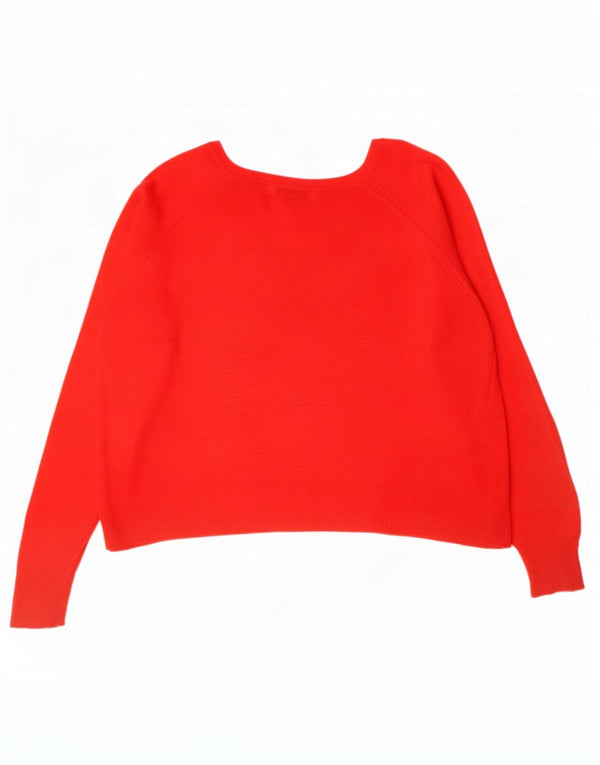 Maglione corto oversize con scollo a barca da donna Zara UK 10 piccolo in viscosa rossa