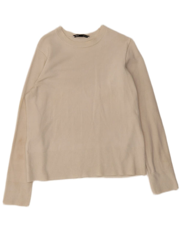 Maglione Zara da donna con scollo a barca UK 10 piccolo in viscosa bianca
