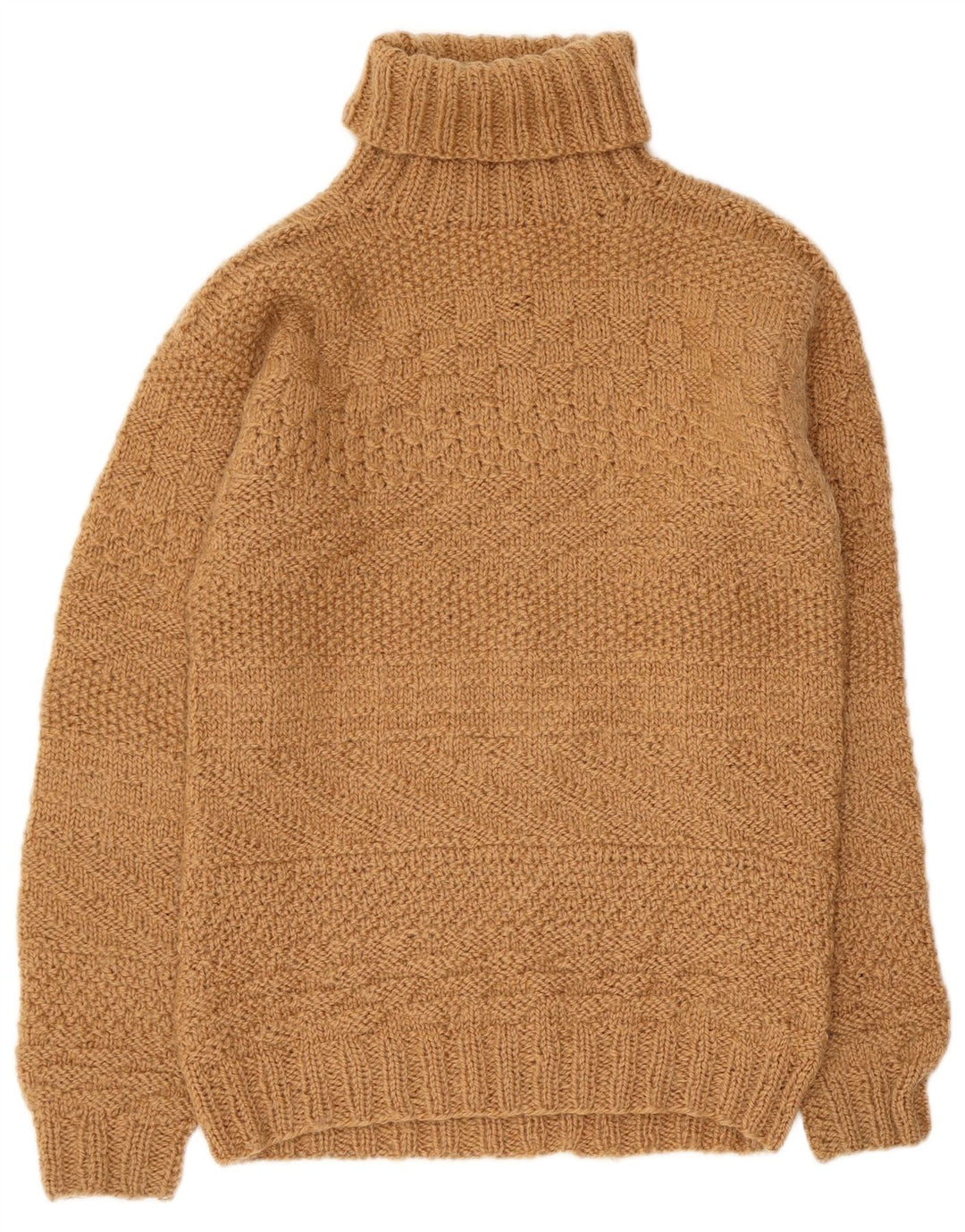 Maglione maglione collo alto da donna VINTAGE UK 10 piccolo marrone
