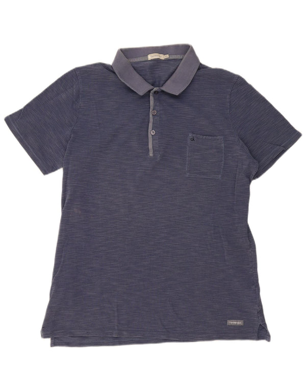 Polo da uomo Calvin Klein Jeans 2XL cotone screziato blu navy