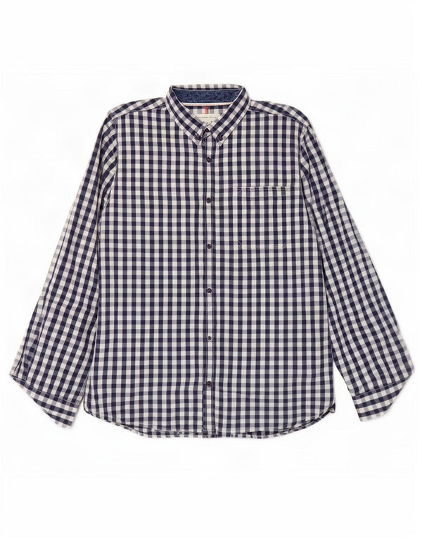 Camicia da uomo Weird Fish XL in cotone a quadretti blu navy