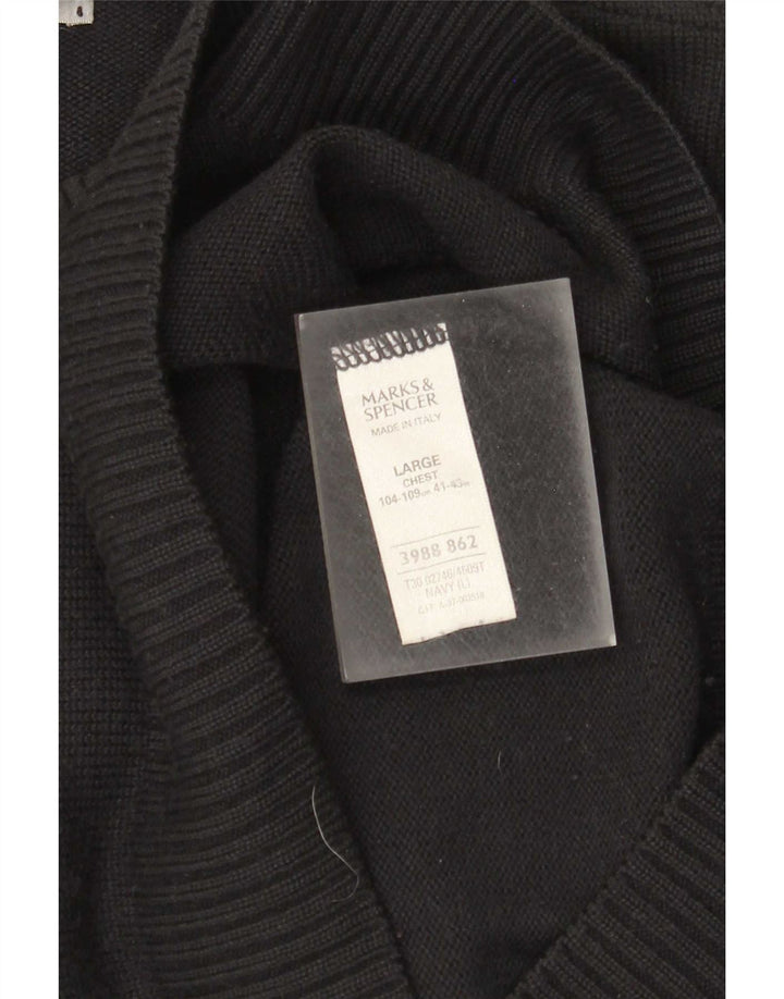 Maglione maglione girocollo da uomo Marks & Spencer grande acrilico blu navy