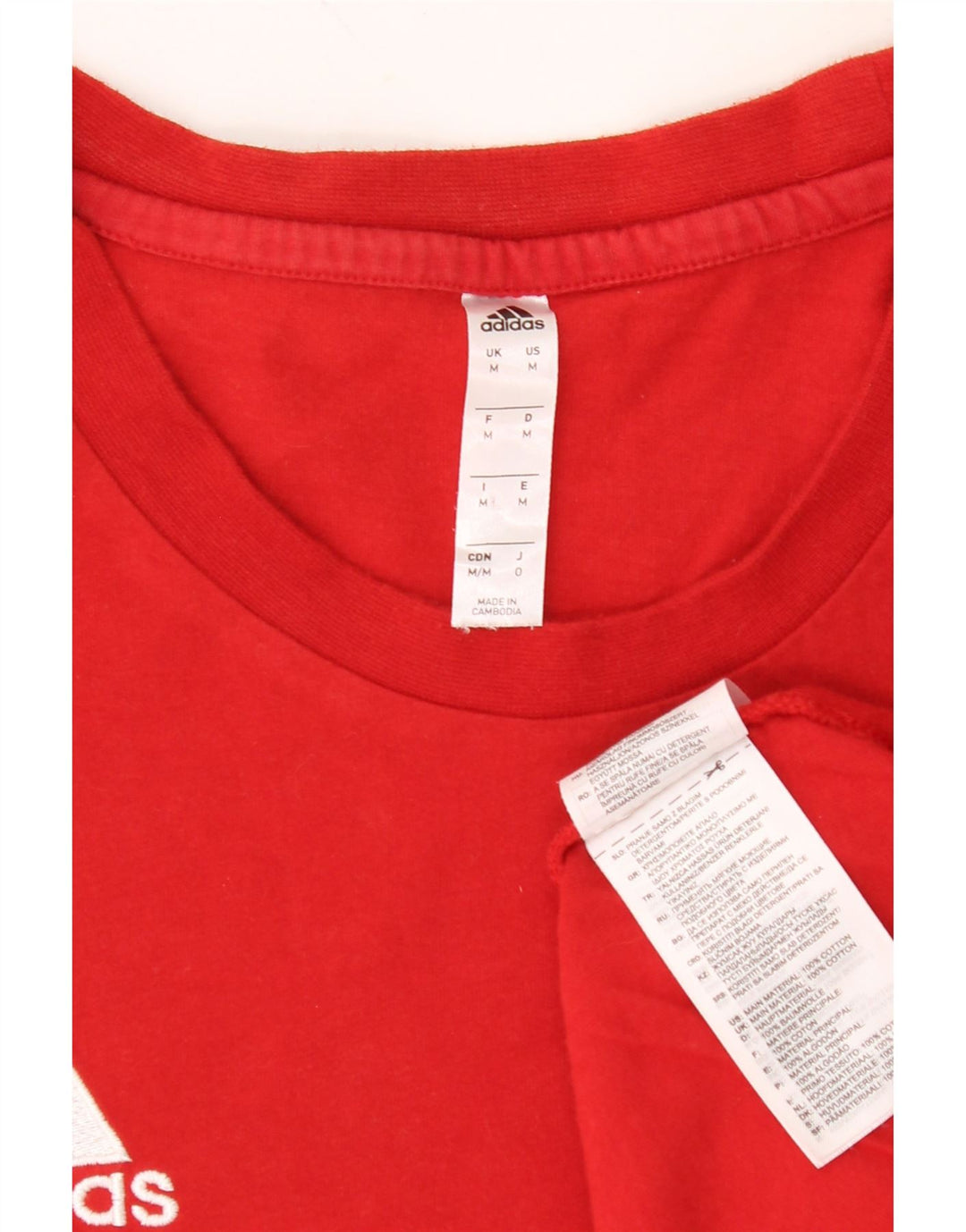 ADIDAS Mens T-Shirt Top Medium Red Cotton Vintage Adidas and Second-Hand Adidas from Messina Hembry 