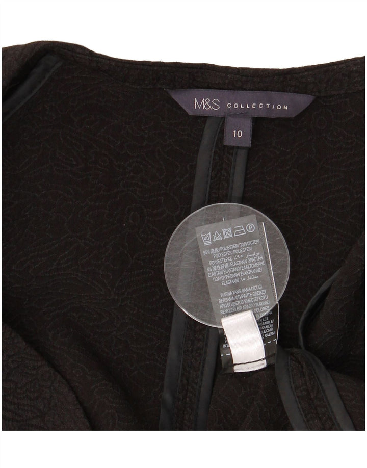 MARKS & SPENCER Giacca blazer aperta da donna con maniche a 3/4 UK 10 piccola nera