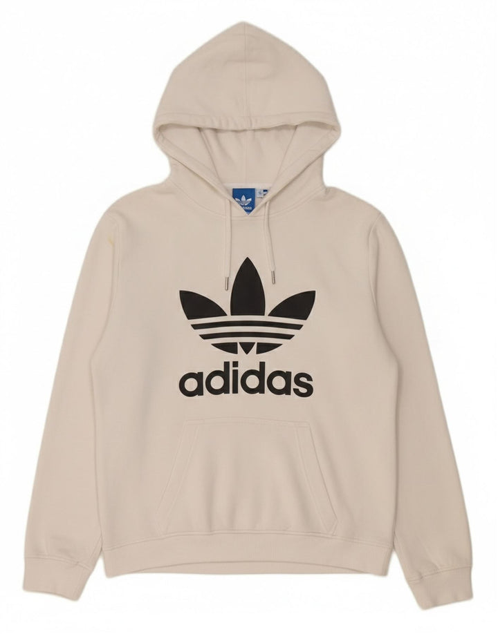 Felpa con cappuccio grafica da uomo Adidas, cotone bianco medio