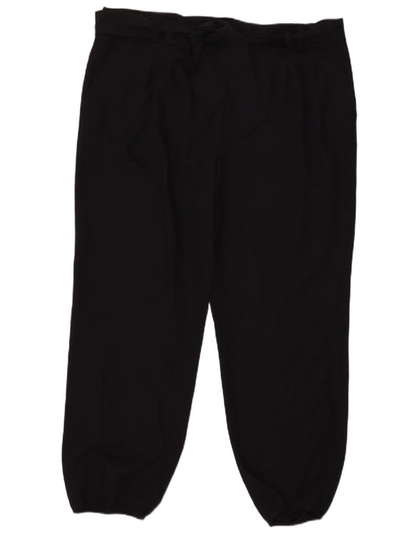 Pantaloni casual a vita alta da donna Marks & Spencer UK 18 XL W38 L28 Blu Navy