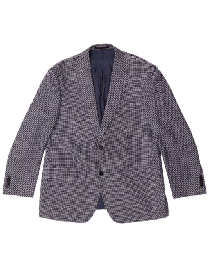 Giacca blazer corta da uomo Marks & Spencer UK 42 grande pied de poule blu