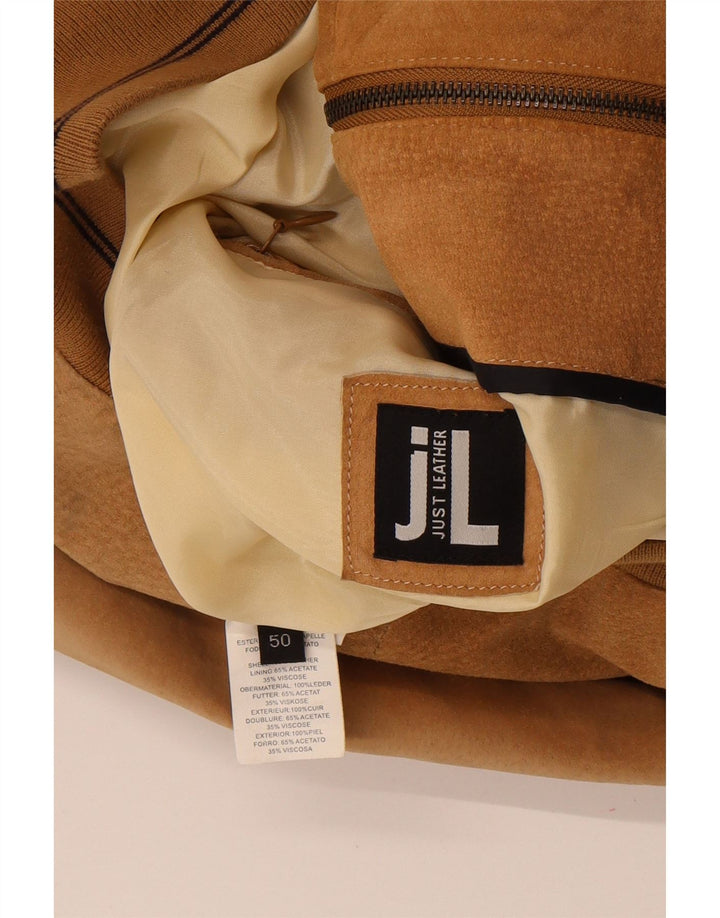 Giubbotto bomber vintage in pelle scamosciata da uomo IT 50 grande in pelle marrone