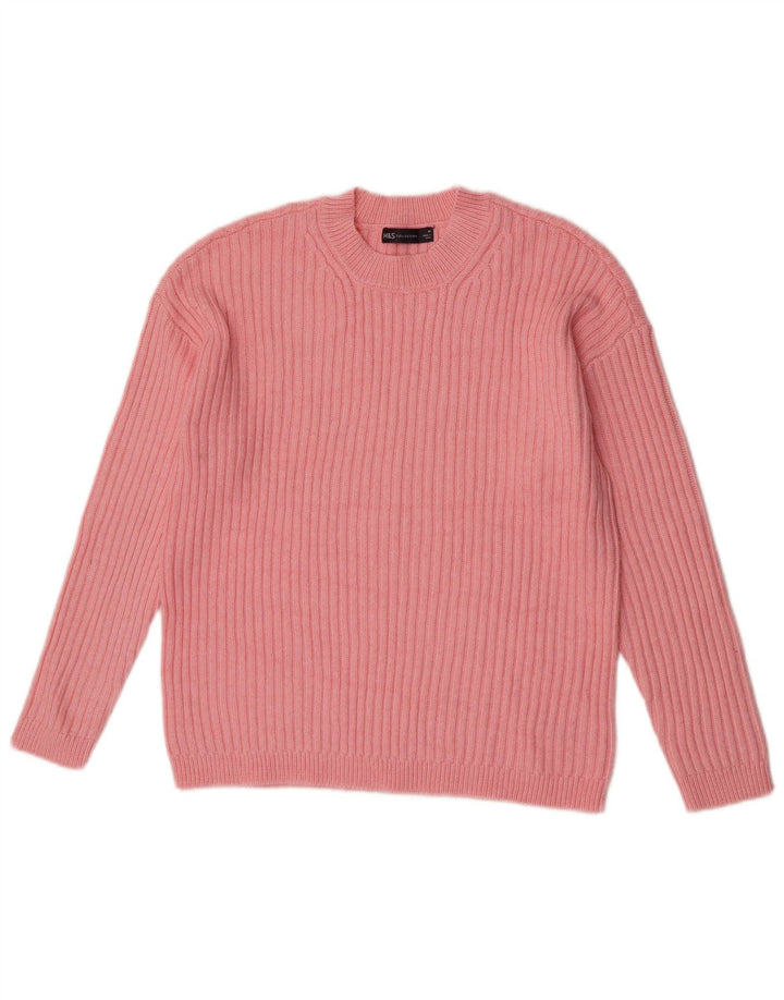 Maglione maglione girocollo da donna Marks & Spencer UK 14 Poliestere rosa medio