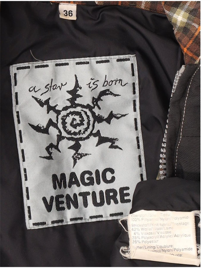 Giacca da sci con cappuccio con grafica rilassata da uomo Magic Venture UK 36 Small Grey Retro