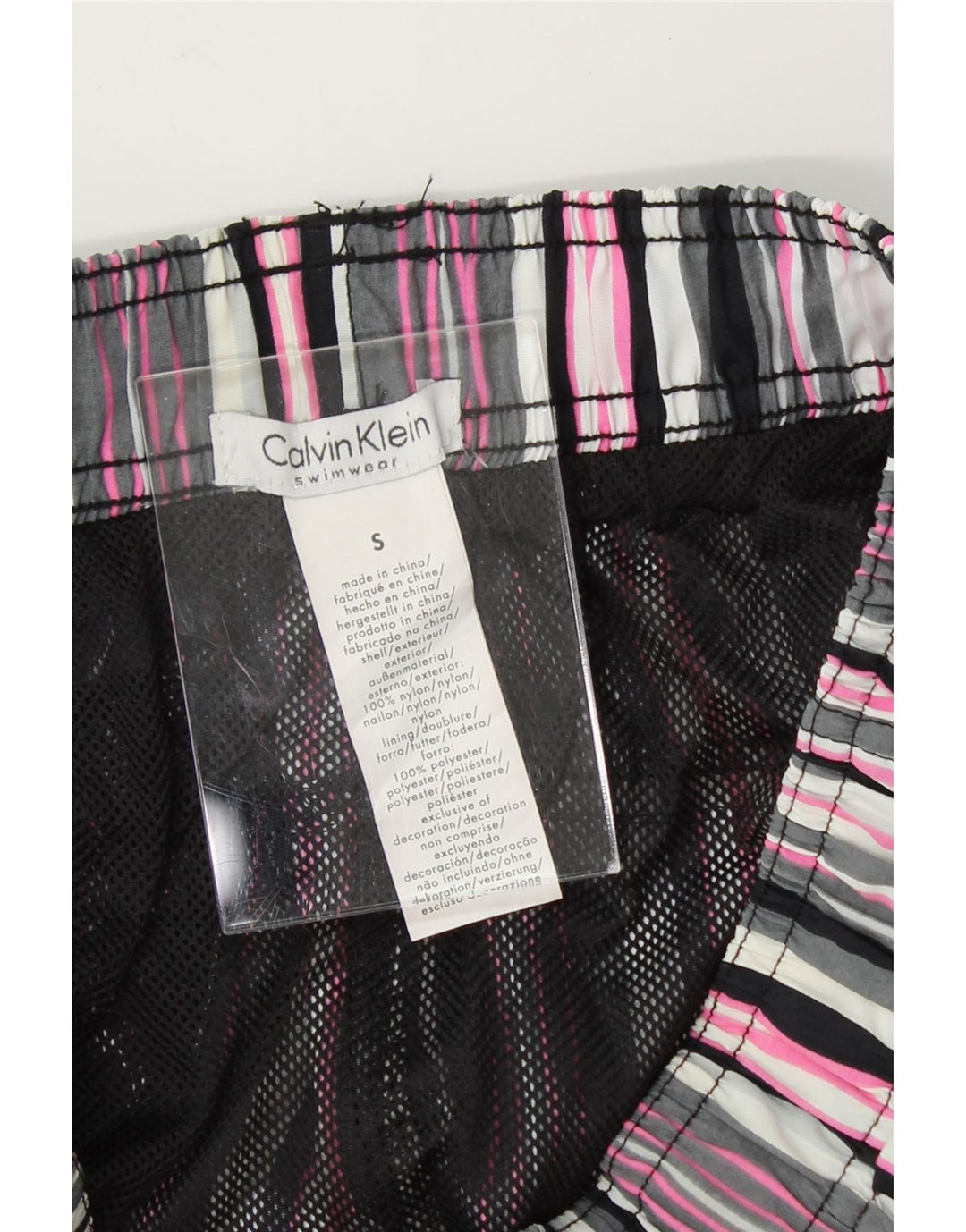 CALVIN KLEIN Mens Swimming Shorts Small Multicoloured Striped Nylon Vintage Calvin Klein and Second-Hand Calvin Klein from Messina Hembry 