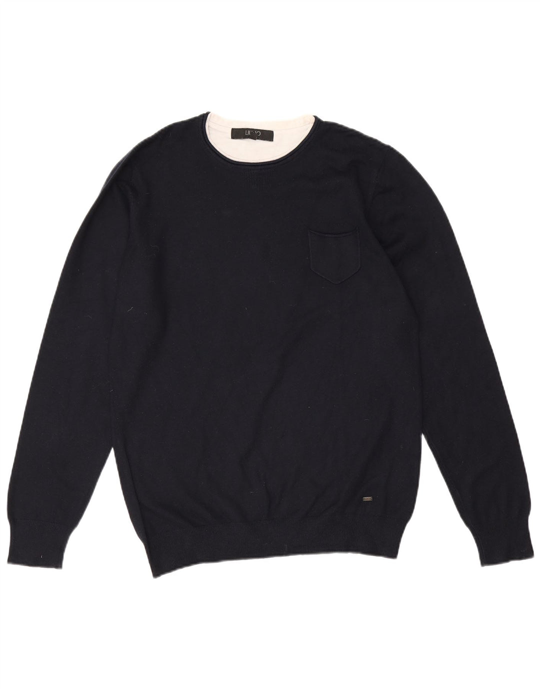 Liu Jo Uomo Maglione Girocollo Maglione Large Blu Navy in viscosa