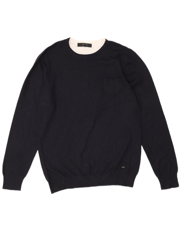 Liu Jo Uomo Maglione Girocollo Maglione Large Blu Navy in viscosa