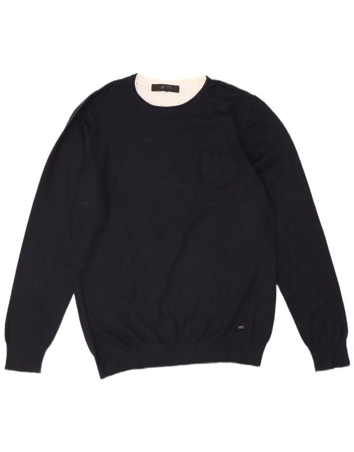 Liu Jo Uomo Maglione Girocollo Maglione Large Blu Navy in viscosa