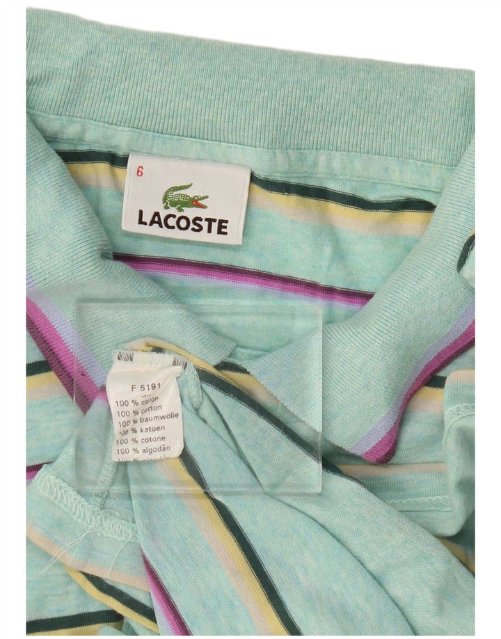 Polo da uomo Lacoste taglia 6 XL in cotone a righe turchesi