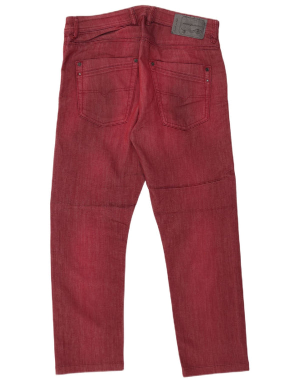DIESEL Jeans dritti a carota slim Krayver da uomo W31 L27 cotone bordeaux