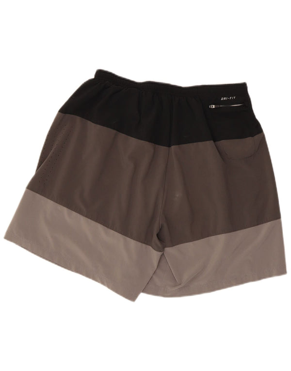 Pantaloncini sportivi Nike Dri Fit da donna UK 14 Large Grigio Colourblock Poliestere