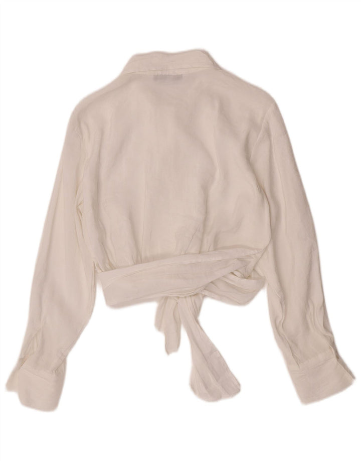 Camicia Crop Wrap da donna Zara UK 16 Large White Modal