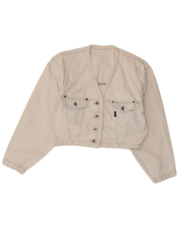 Giacca in denim oversize corta da donna Kenny S UK 10 piccola in cotone bianco