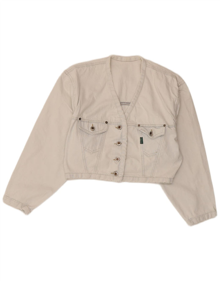 Giacca in denim oversize corta da donna Kenny S UK 10 piccola in cotone bianco