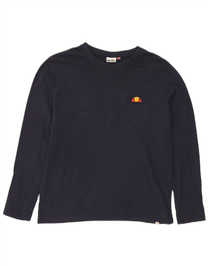Top da uomo Ellesse a maniche lunghe in cotone blu navy medio