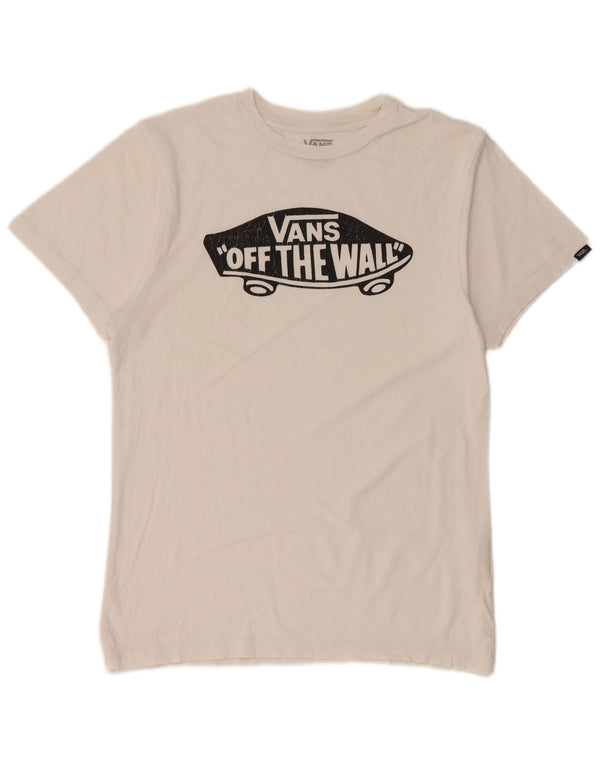 T-shirt grafica da donna slim fit Vans UK 10 piccola in cotone bianco