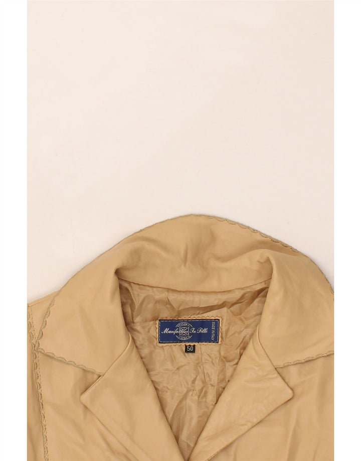 VINTAGE Womens Leather Coat IT 50 XL Beige Leather Vintage Vintage and Second-Hand Vintage from Messina Hembry 