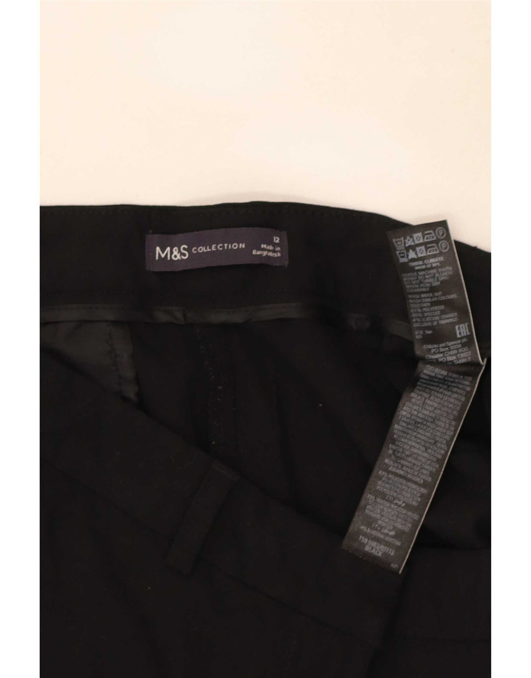 Pantaloni da abito corto da donna Marks & Spencer UK 12 medio W30 L25 nero
