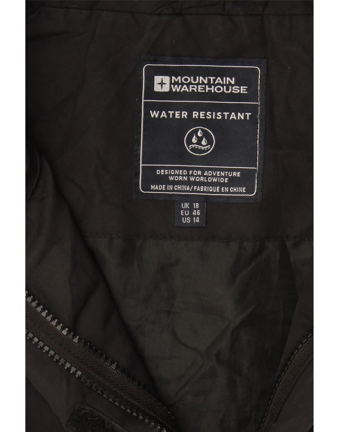 MOUNTAIN WAREHOUSE Womens Hooded Rain Jacket UK 18 XL Black Polyester Vintage Mountain Warehouse and Second-Hand Mountain Warehouse from Messina Hembry 