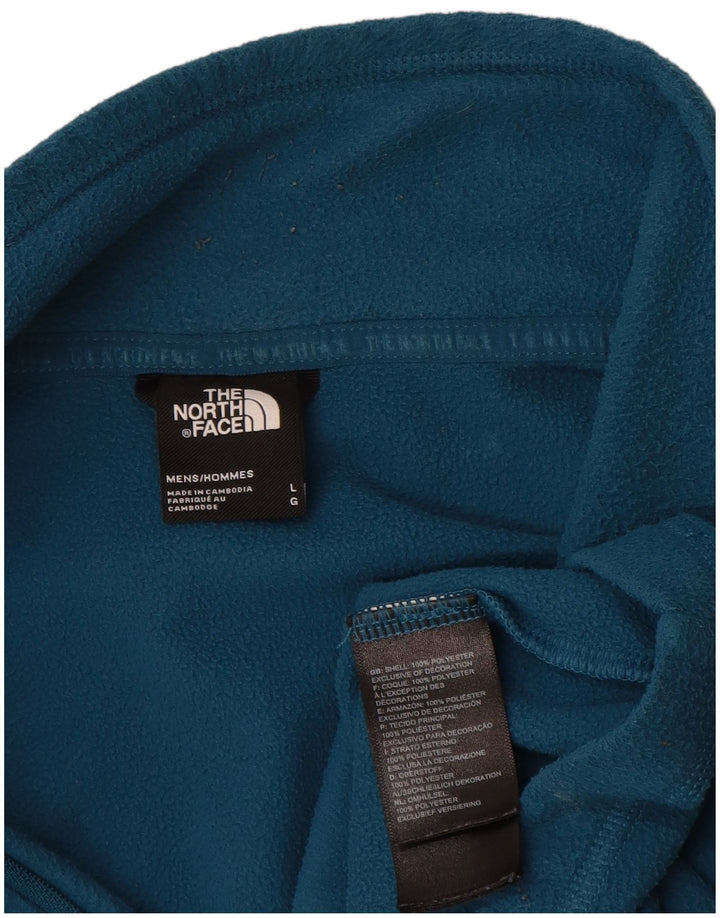 Maglione in pile da uomo The North Face con zip e collo, grande, in poliestere blu