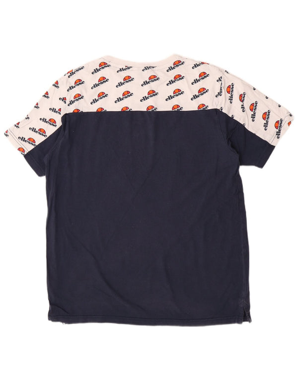 T-shirt grafica da uomo Ellesse Top grande in cotone color block blu navy