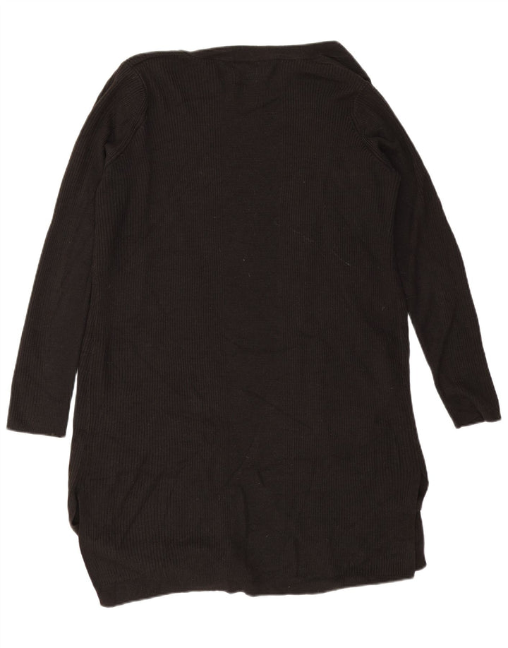 Maglione cardigan aperto lungo da donna Marks & Spencer UK 16 grande nero