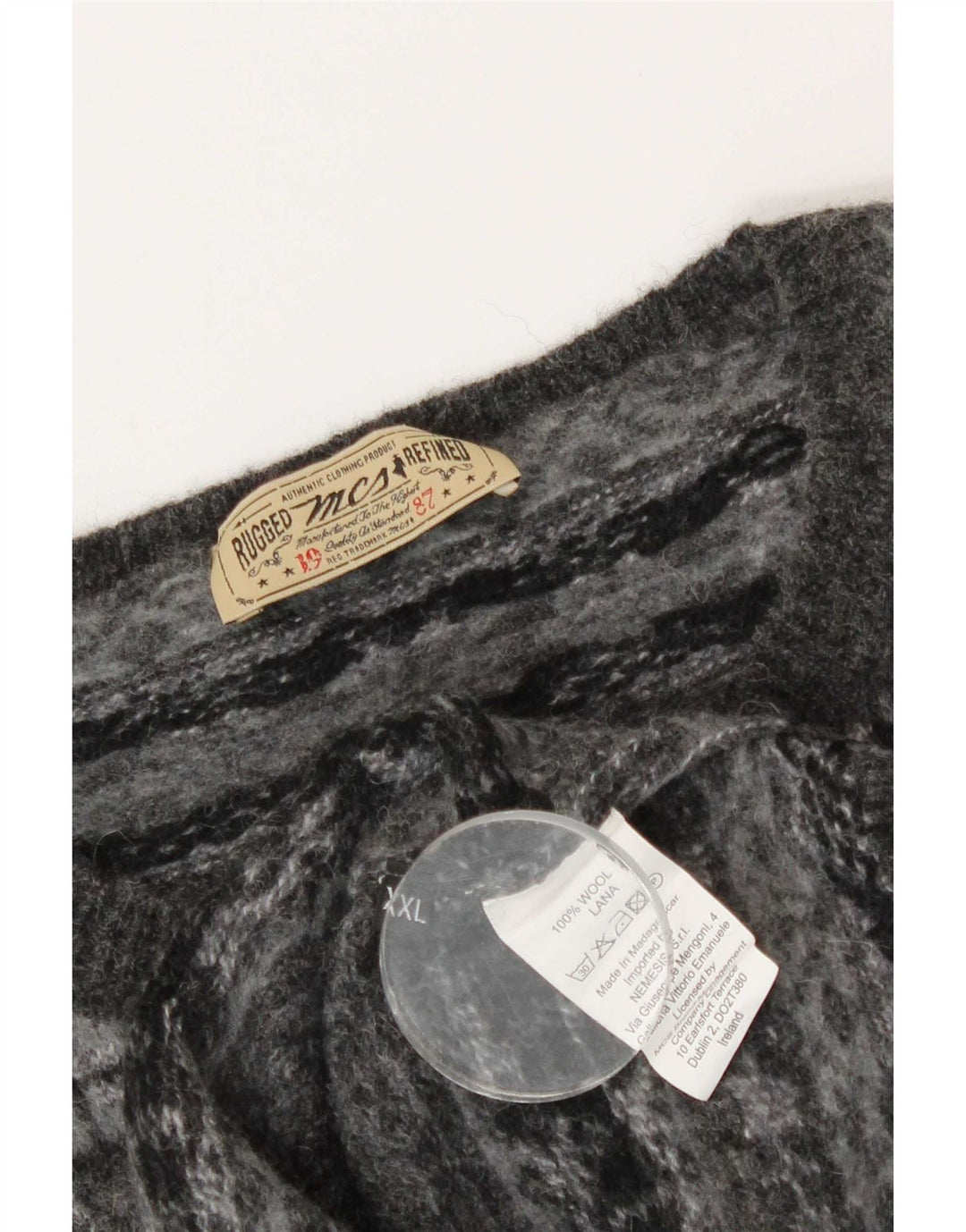 Maglione maglione girocollo da uomo Marlboro Classics 2XL lana Fair Isle grigia