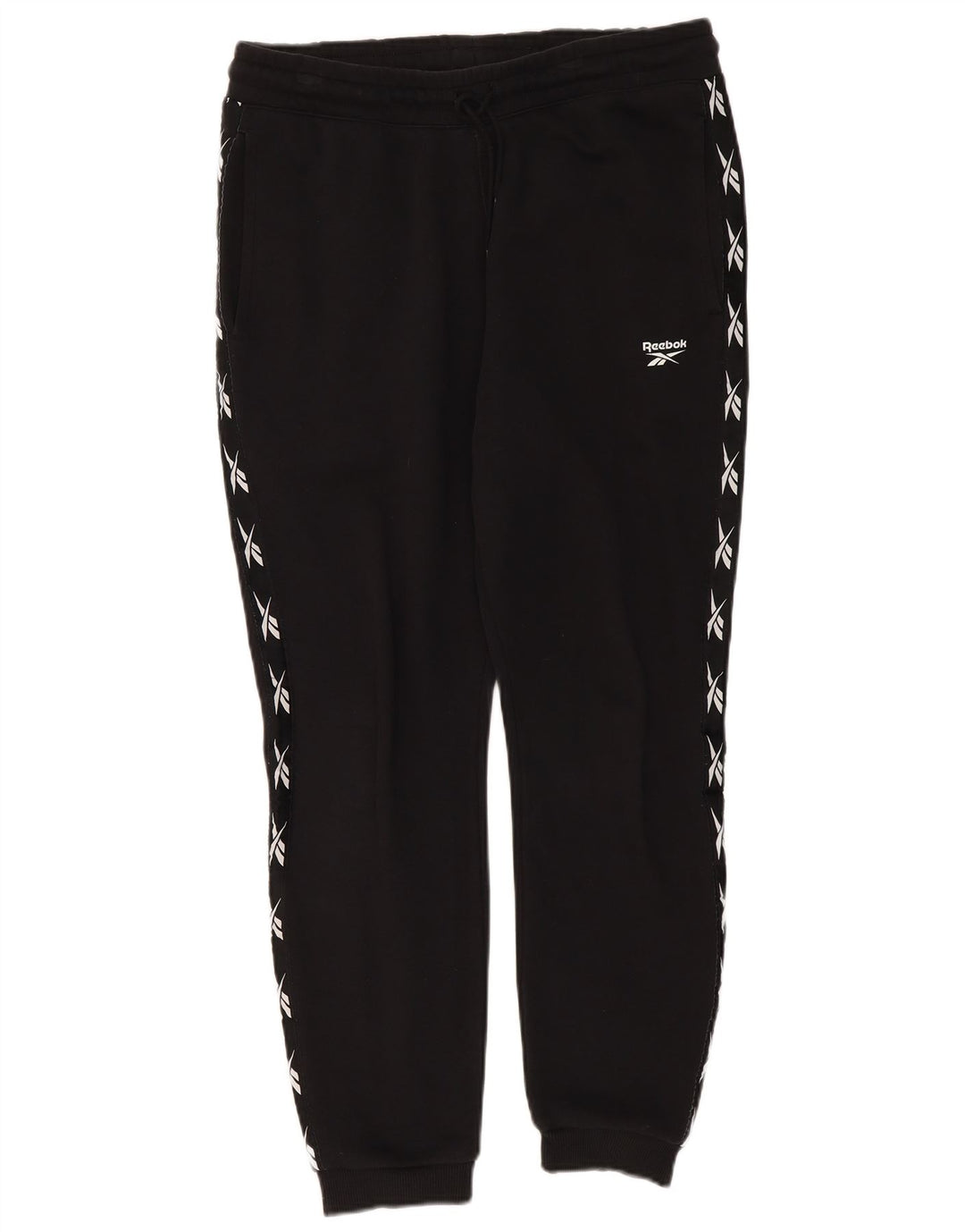 Pantaloni da tuta con grafica Reebok da uomo, pantaloni da jogging, cotone medio nero