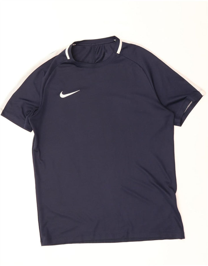 NIKE T-shirt da uomo Dri Fit Top Large Blu Navy Colourblock in poliestere