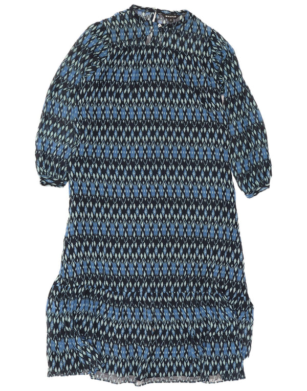 Abito lungo da donna a maniche lunghe Whistles UK 14 Grande poliestere Ikat blu