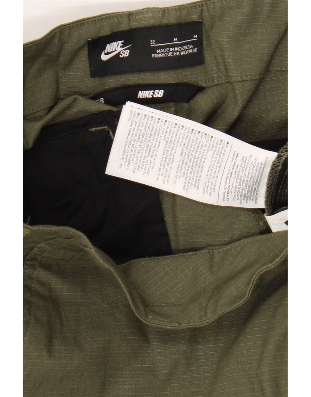 Pantaloni cargo dritti da uomo Nike W32 L30 in cotone a quadri kaki
