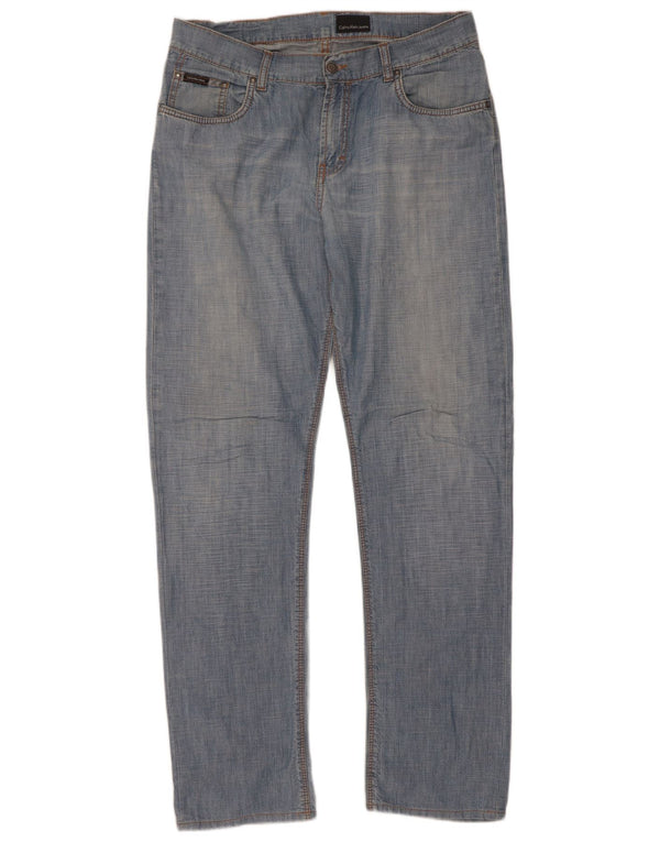 Calvin Klein Mens Straight Jeans W33 L33 Blue Cotton
