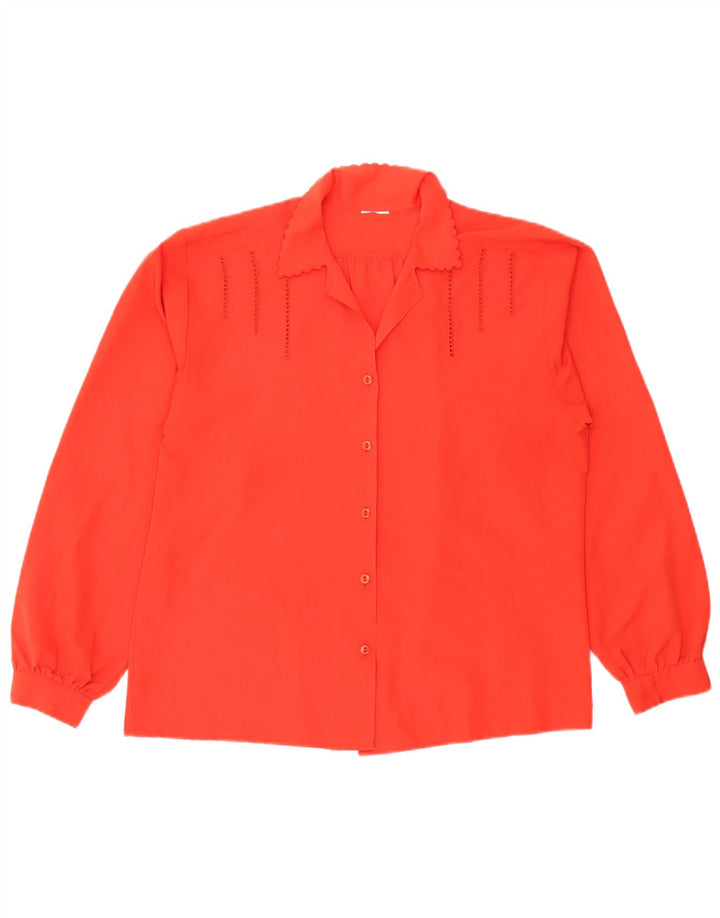 Camicetta camicia vintage da donna UK 16 grande rossa