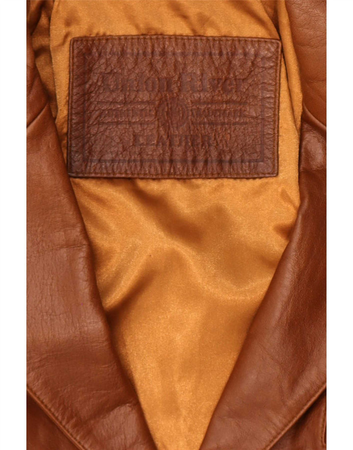 Giacca blazer in pelle da uomo a 3 bottoni Union River EU 48/50 Marrone medio