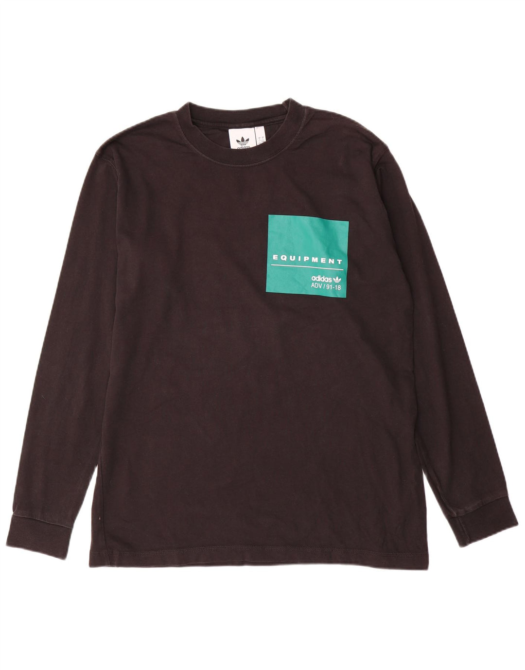 ADIDAS Top grafico da uomo a maniche lunghe grande in cotone color block nero