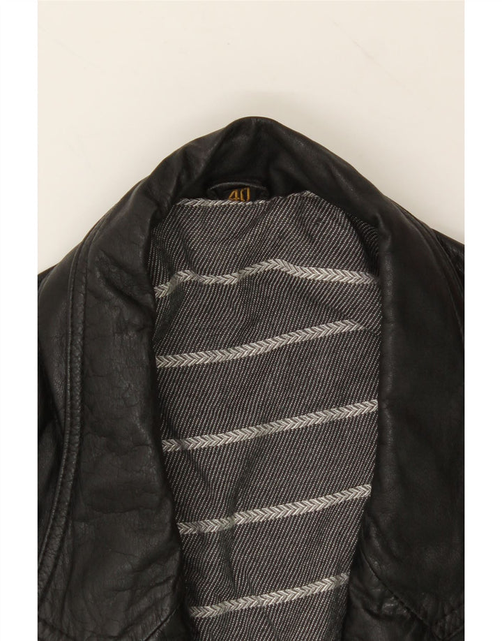 VINTAGE Womens Leather Jacket EU 40 Medium Black Leather Vintage Vintage and Second-Hand Vintage from Messina Hembry 